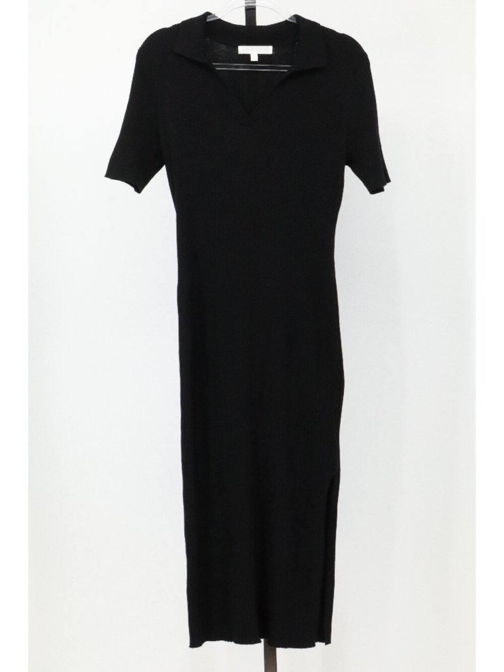 Adyson Parker Short Sleeve Knit Polo Neck Midi Dress, Black
